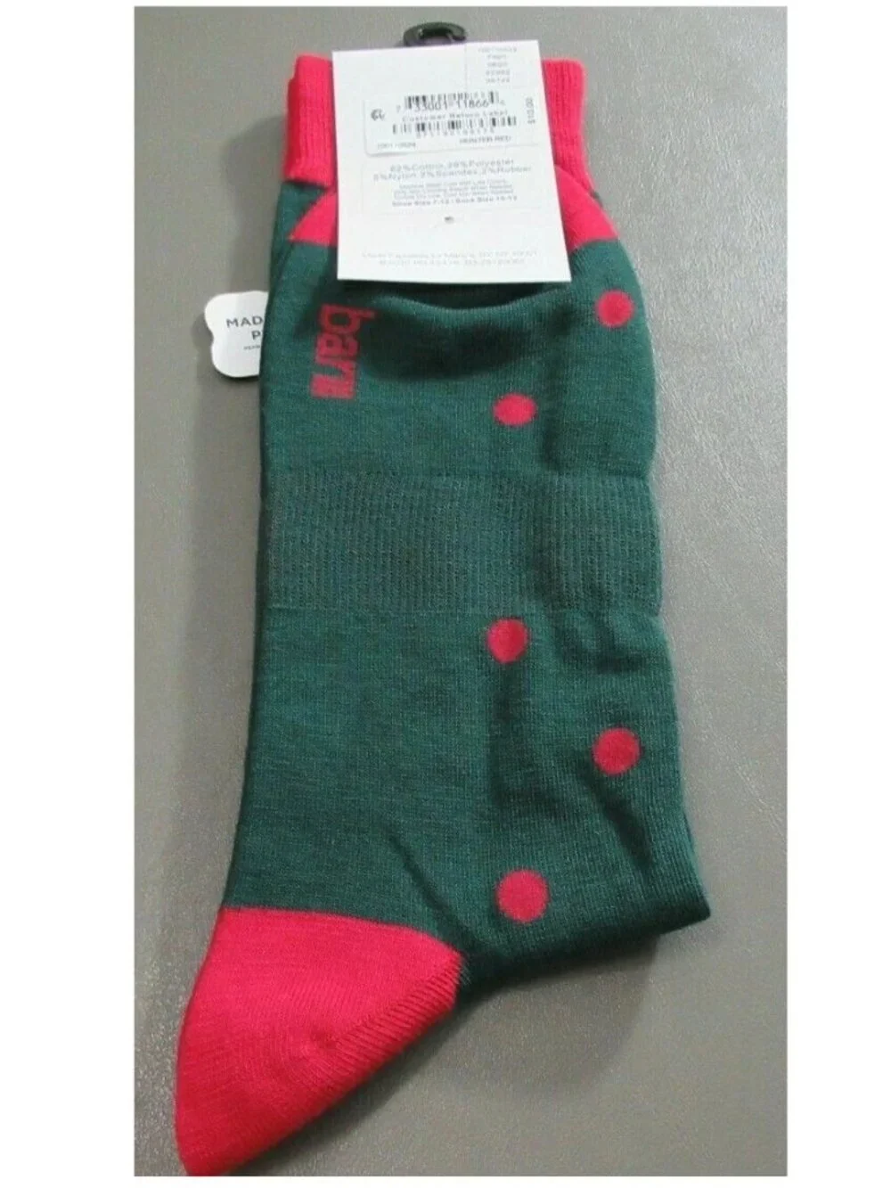 Bar III Men's 1-Pair Casual Novelty Socks, Green Red Polka Dot, Shoe Size 7-12